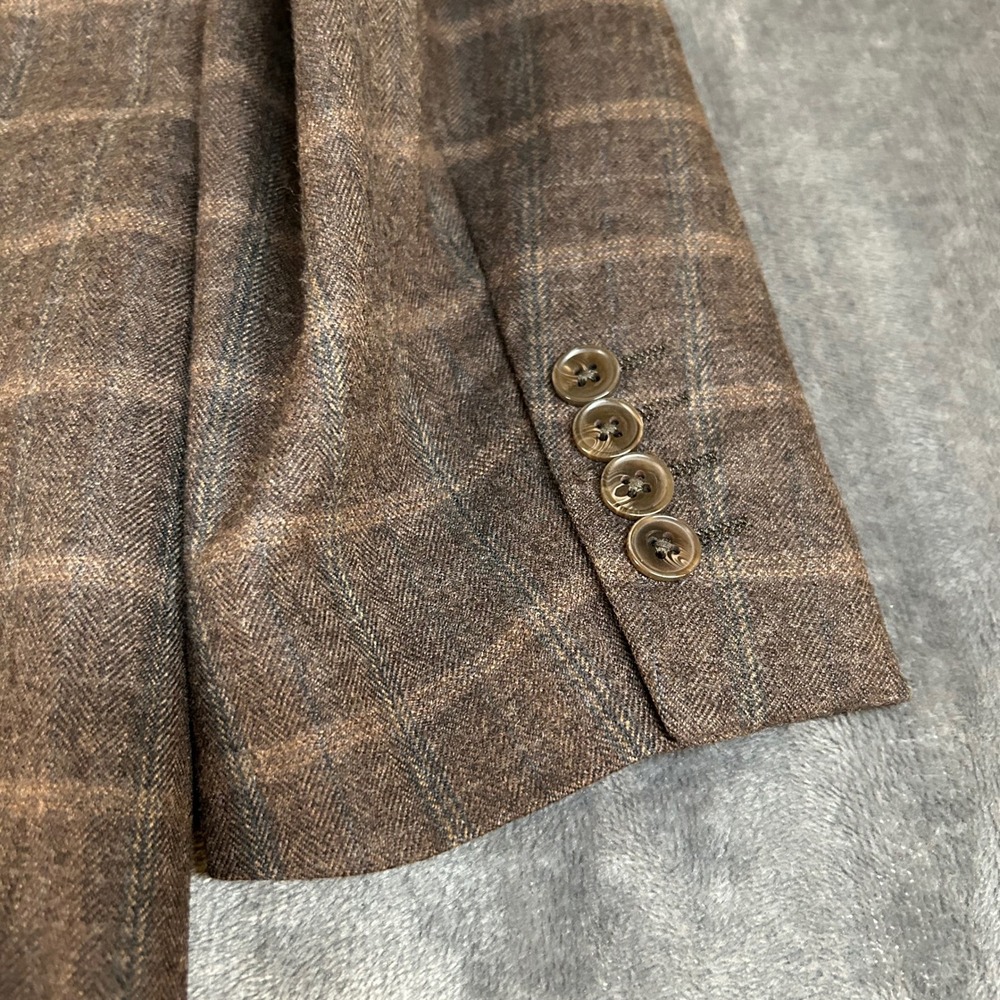 Bachrach Brown Plaid Two Button Blazer Business Casual Coat Jacket Mens 42R - Picture 6 of 15